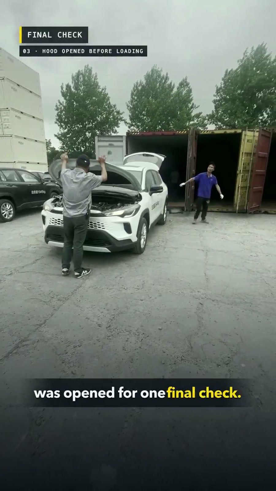 Corolla Cross receiving a final check before container loading