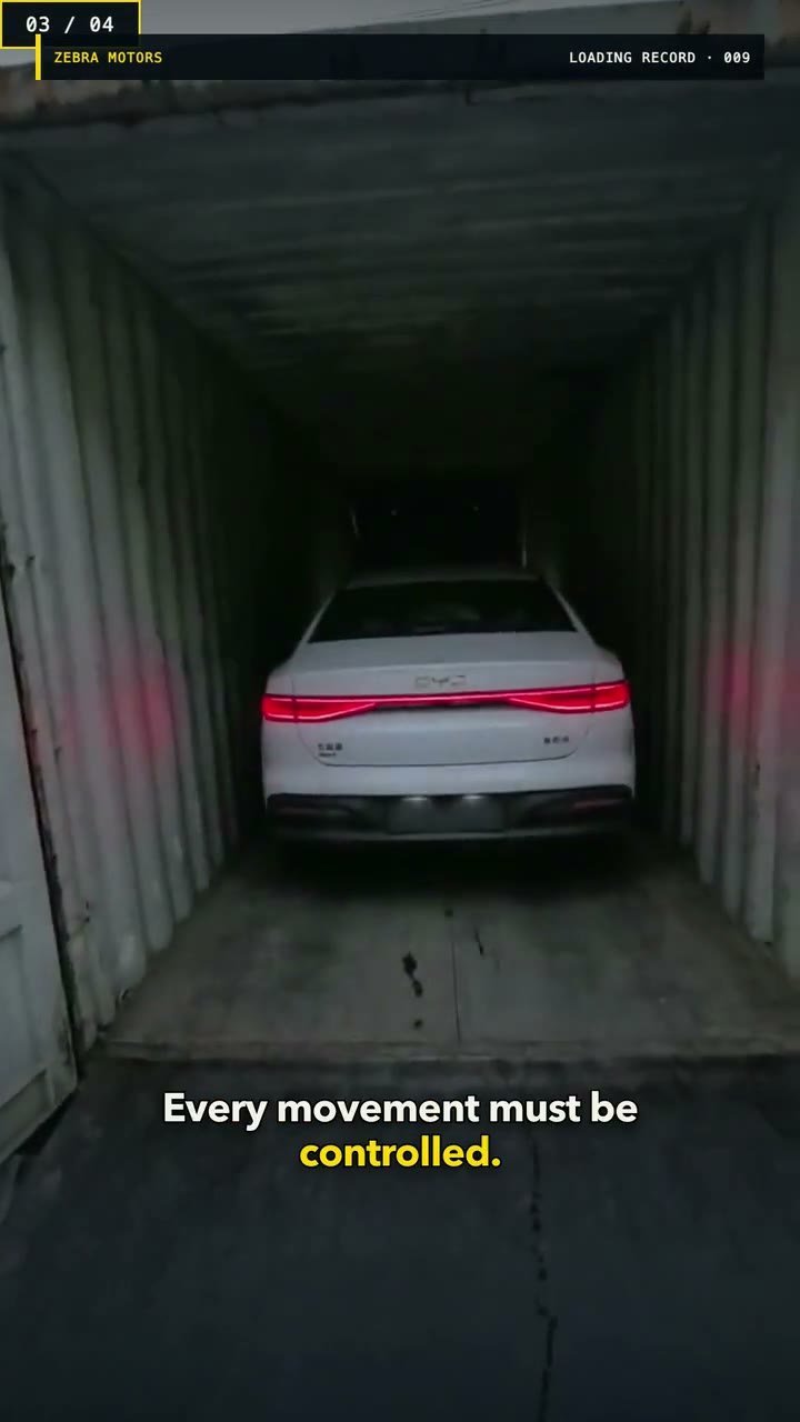BYD SEAL 05 DM-i entering a shipping container