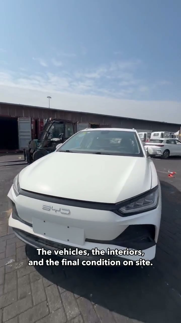 BYD e2 vehicles at the Ghana delivery site